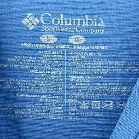 Columbia PFG T-Shirt Mens Size L Blue Short Sleeve Fishing Trout Crewneck Casual - Picture 5 of 5